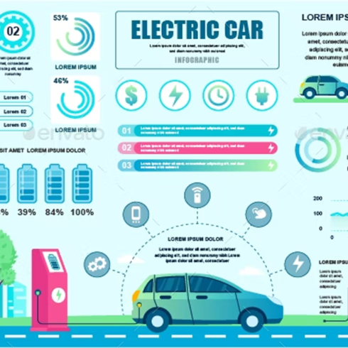 Images preview electric car infographic.