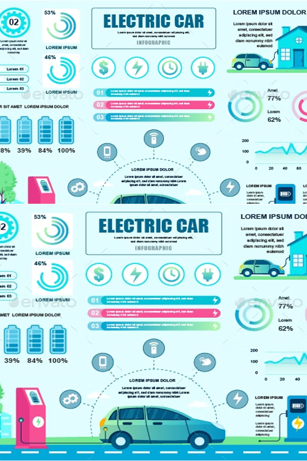 Illustrations electric car infographic of pinterest.