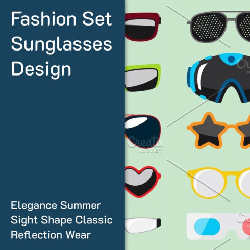 Images preview fashion set sunglasses design retro accessory.