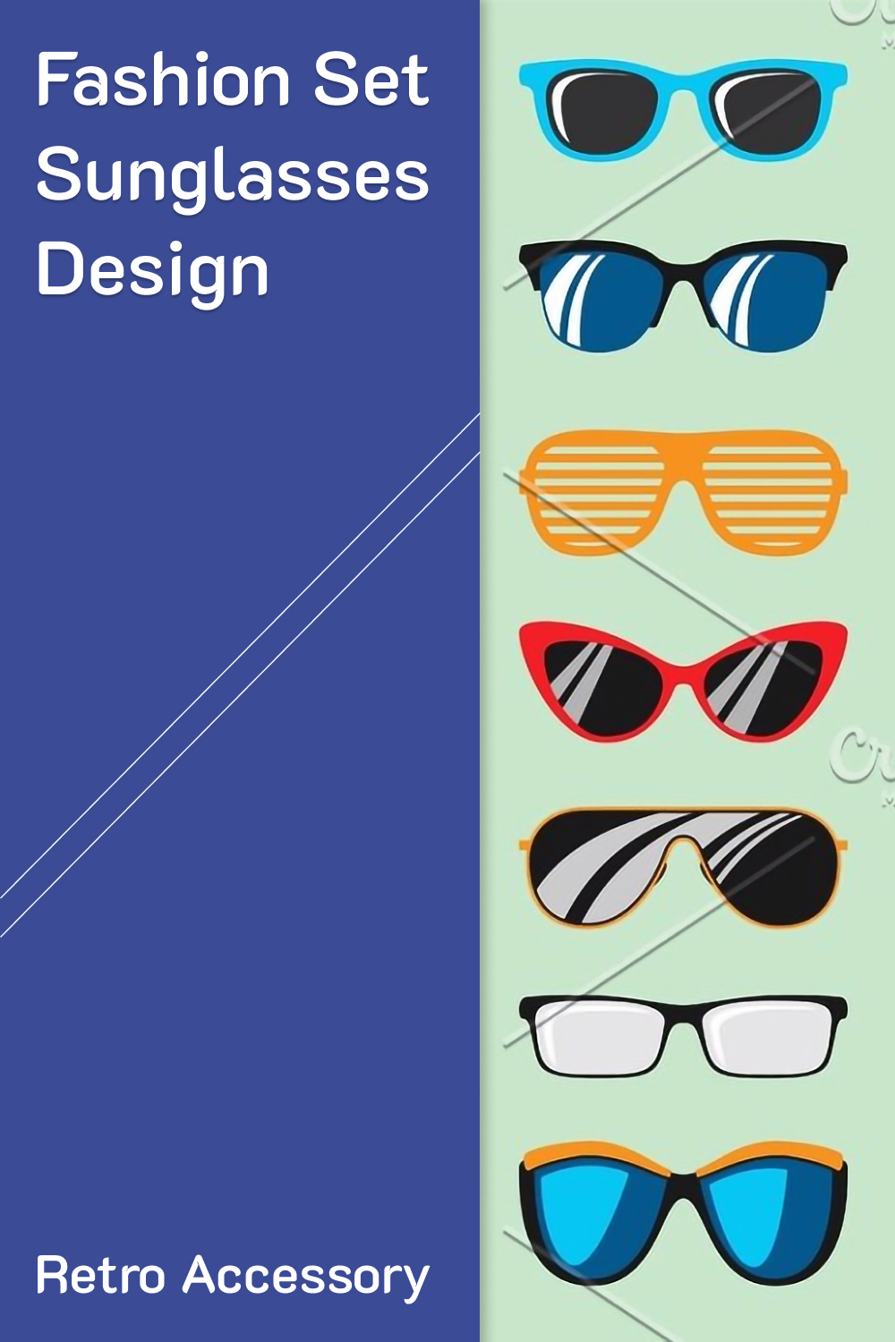 Illustrations fashion set sunglasses design retro accessory of pinterest.