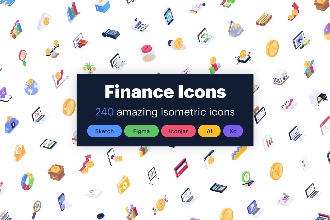 finance isometric icons cover 610