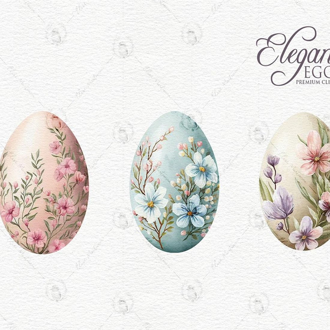 Images preview floral easter eggs clipart.