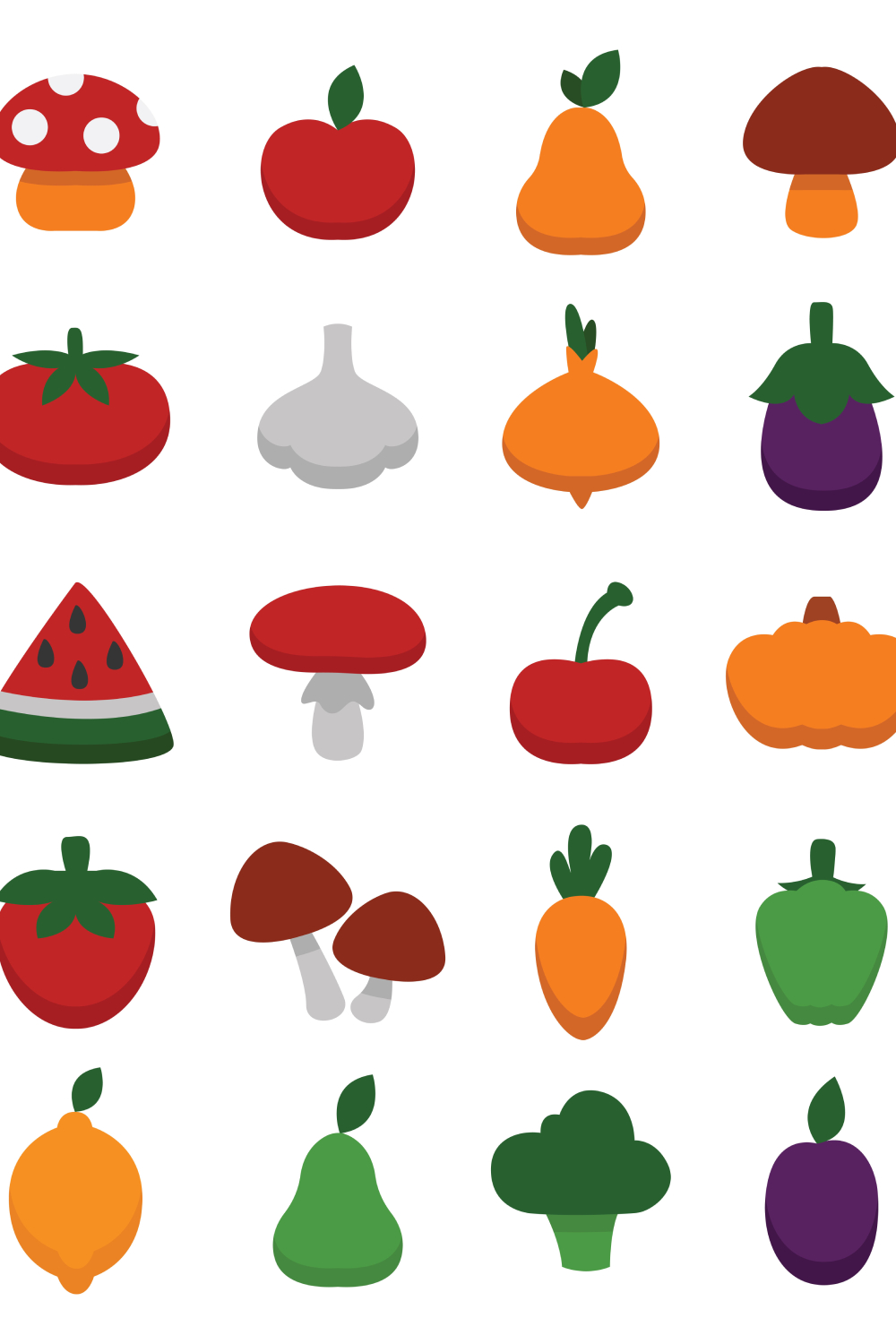 Fruits And Vegetables Set Pinterest Cover.