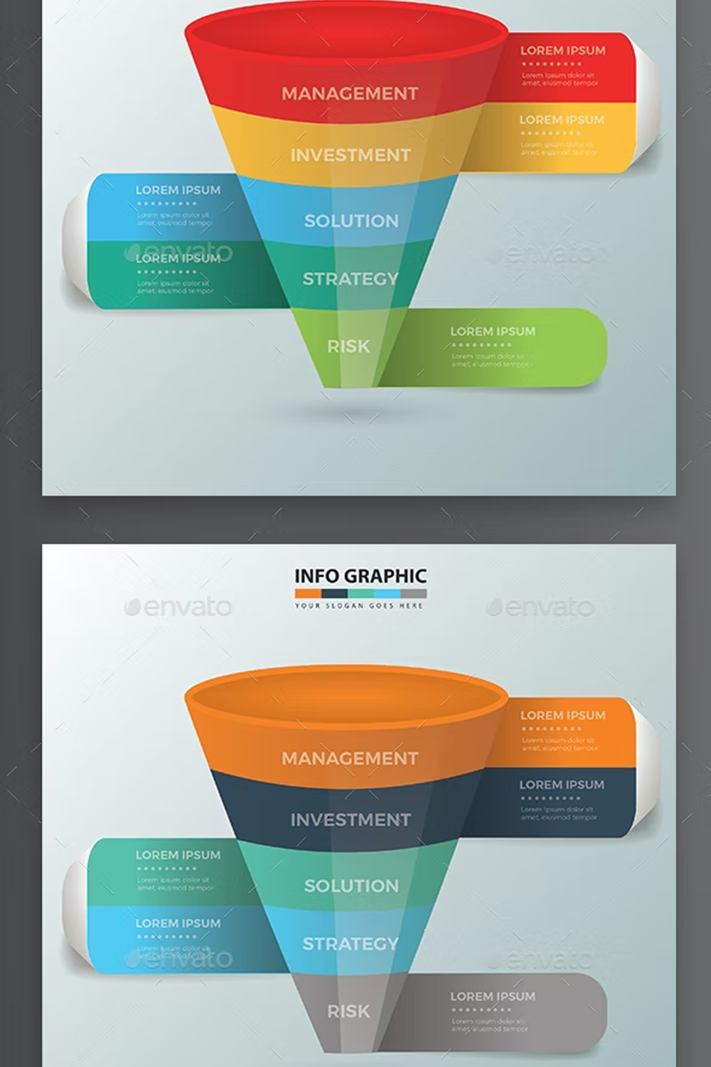 Illustrations funnel infographic design of pinterest.