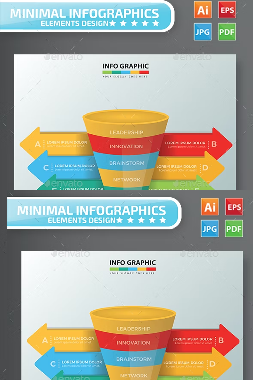 Illustrations funnel infographic design of pinterest.