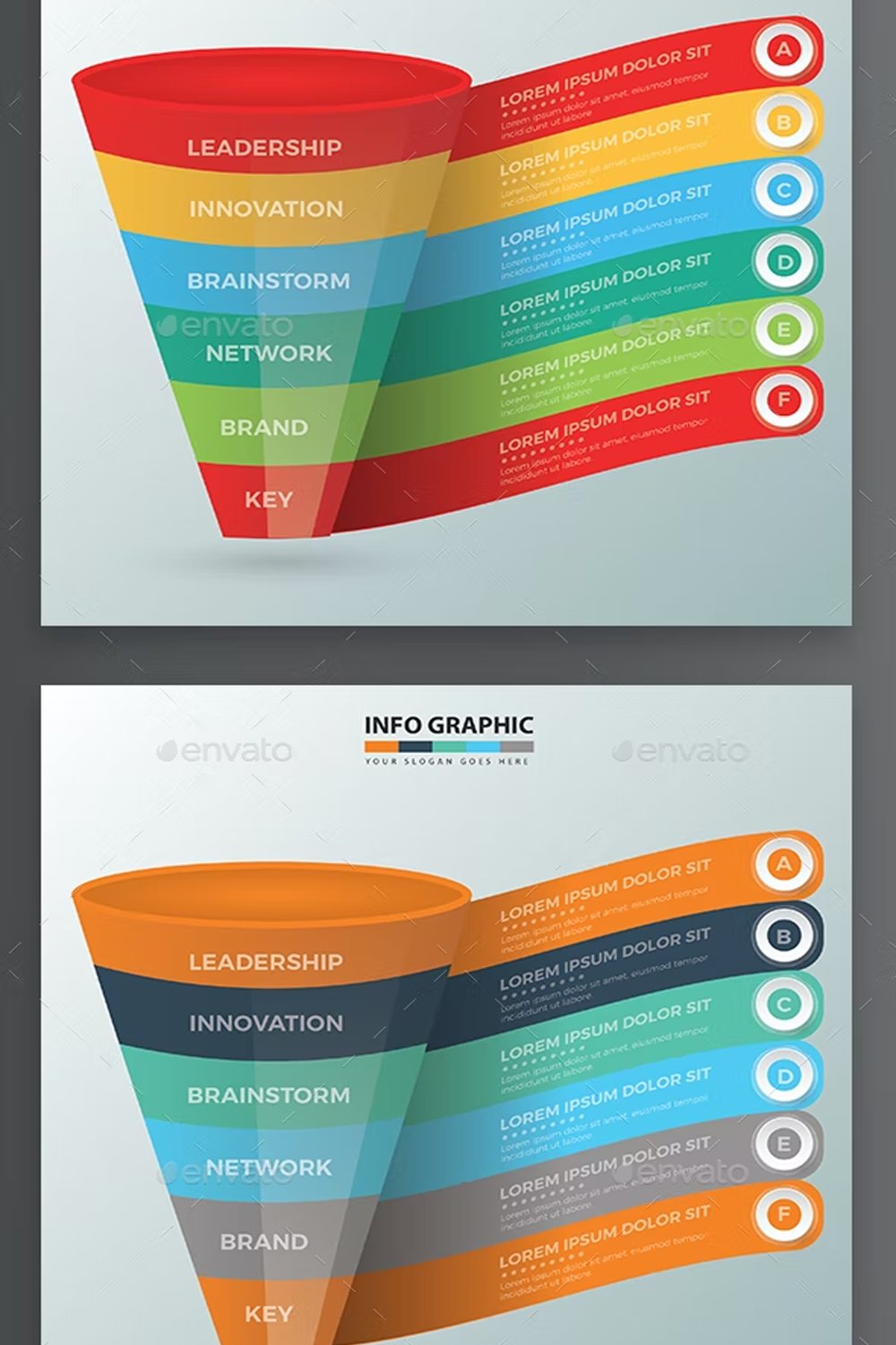 Illustrations funnel infographic design of pinterest.