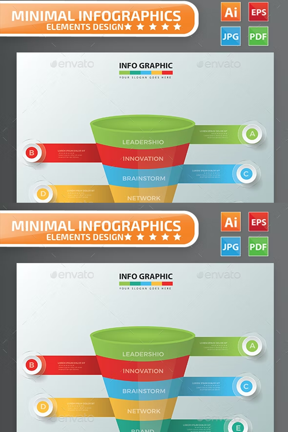 Illustrations funnel infographic design of pinterest.