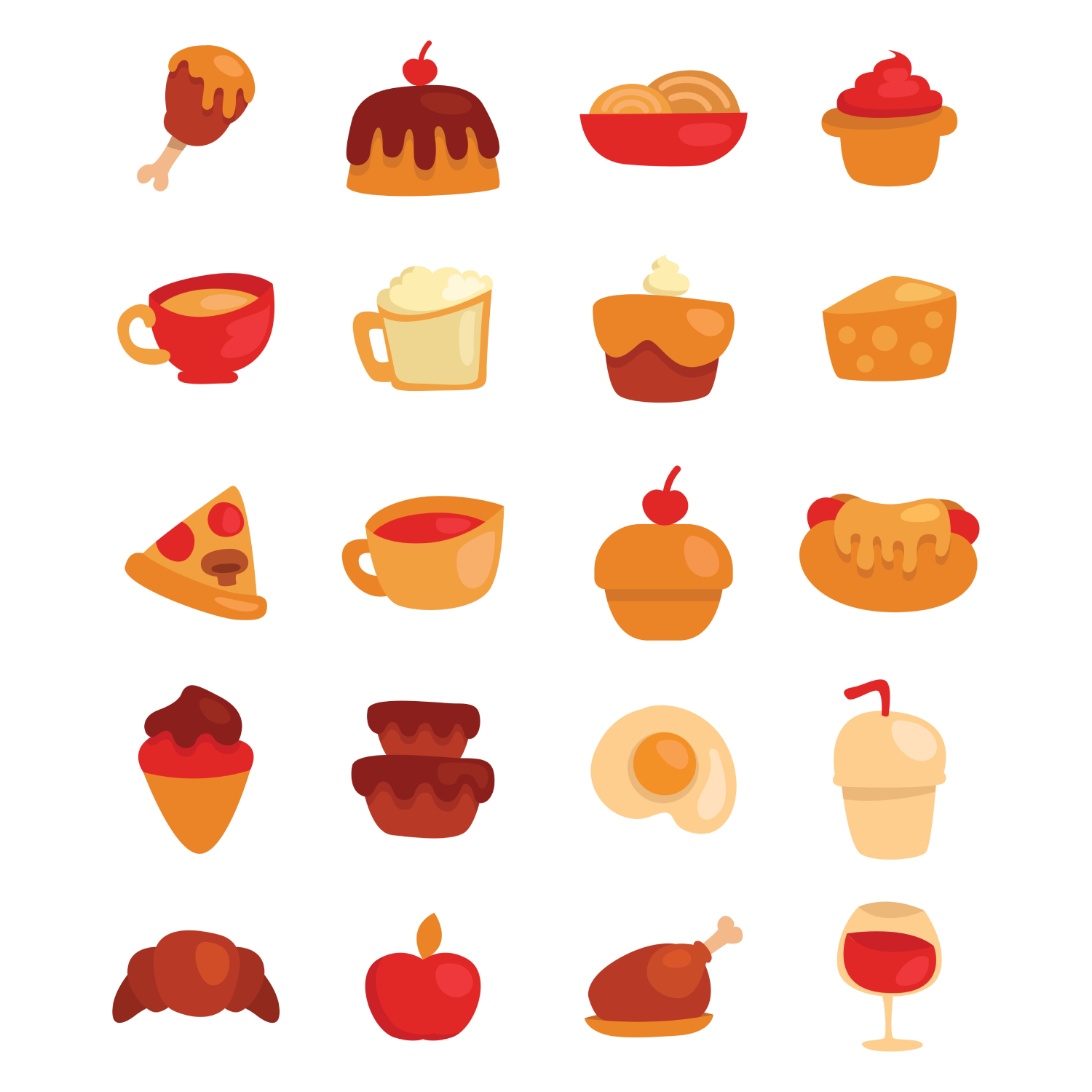 Gastronomy Cake Icons Set Main Cover.