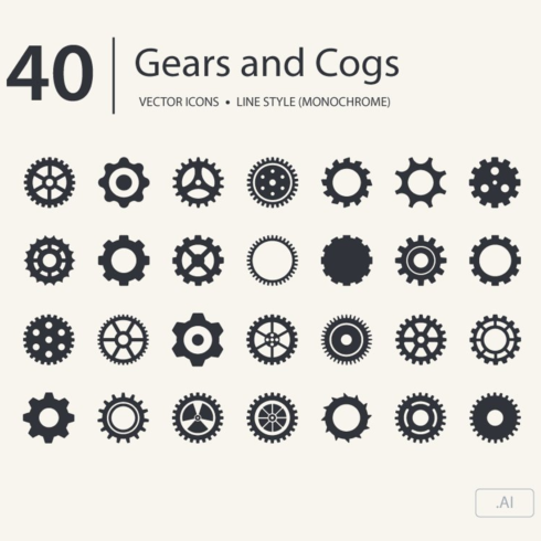 Images preview gears and cogs icon set.