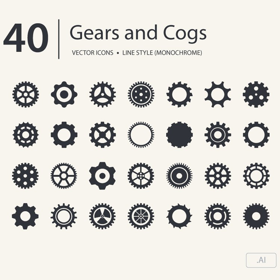 Simple Gear Icon In Line Art Style Graphic By SARIVART ·, 47% OFF