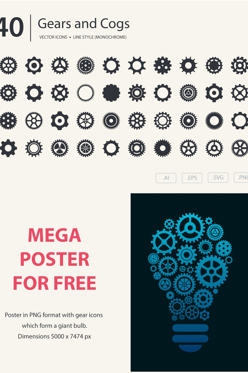 Illustrations gears and cogs icon set of pinterest.