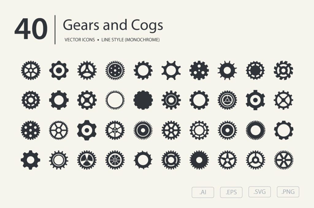 Gears And Cogs Icon Set MasterBundles