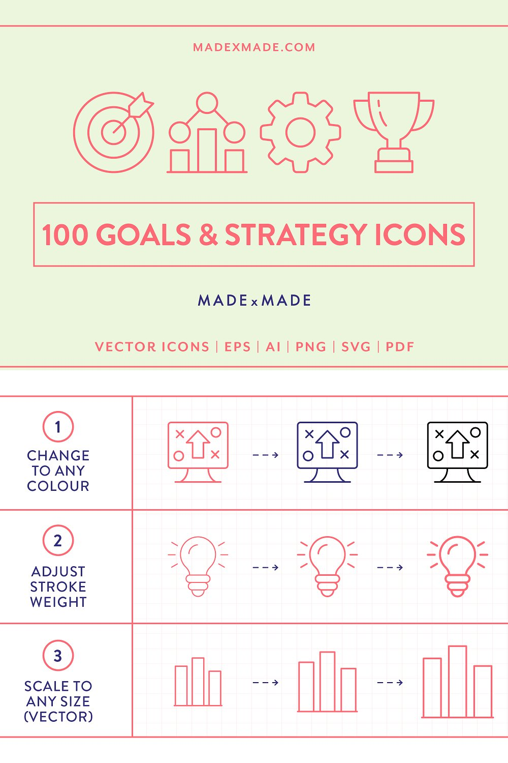 Illustrations goals strategy icons of pinterest.