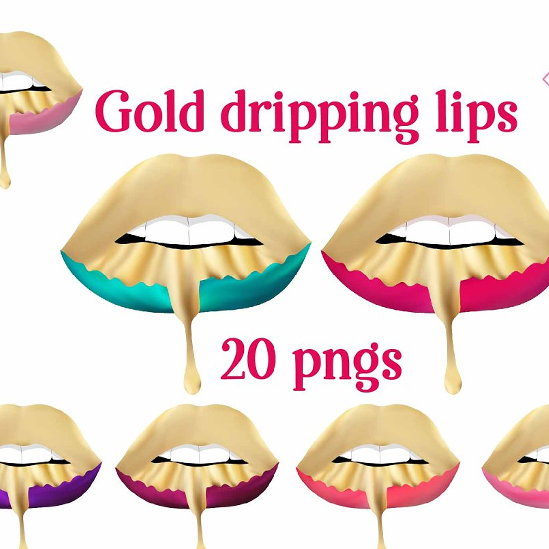gold dripping lips clipart 154