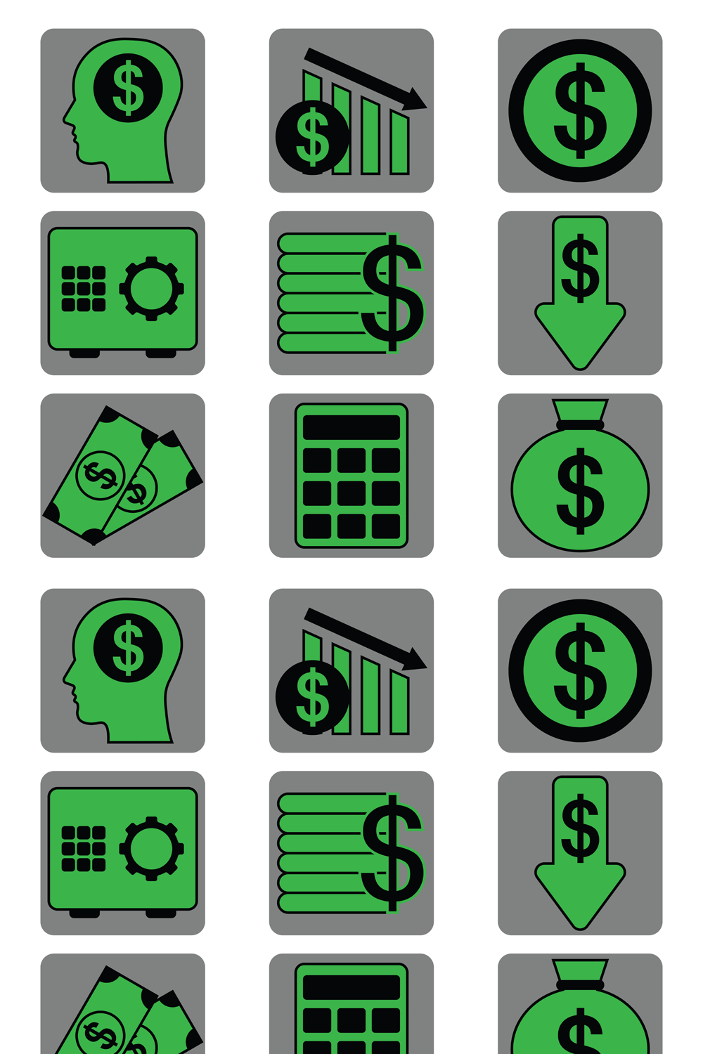 Illustrations green financial icons set pinterest.