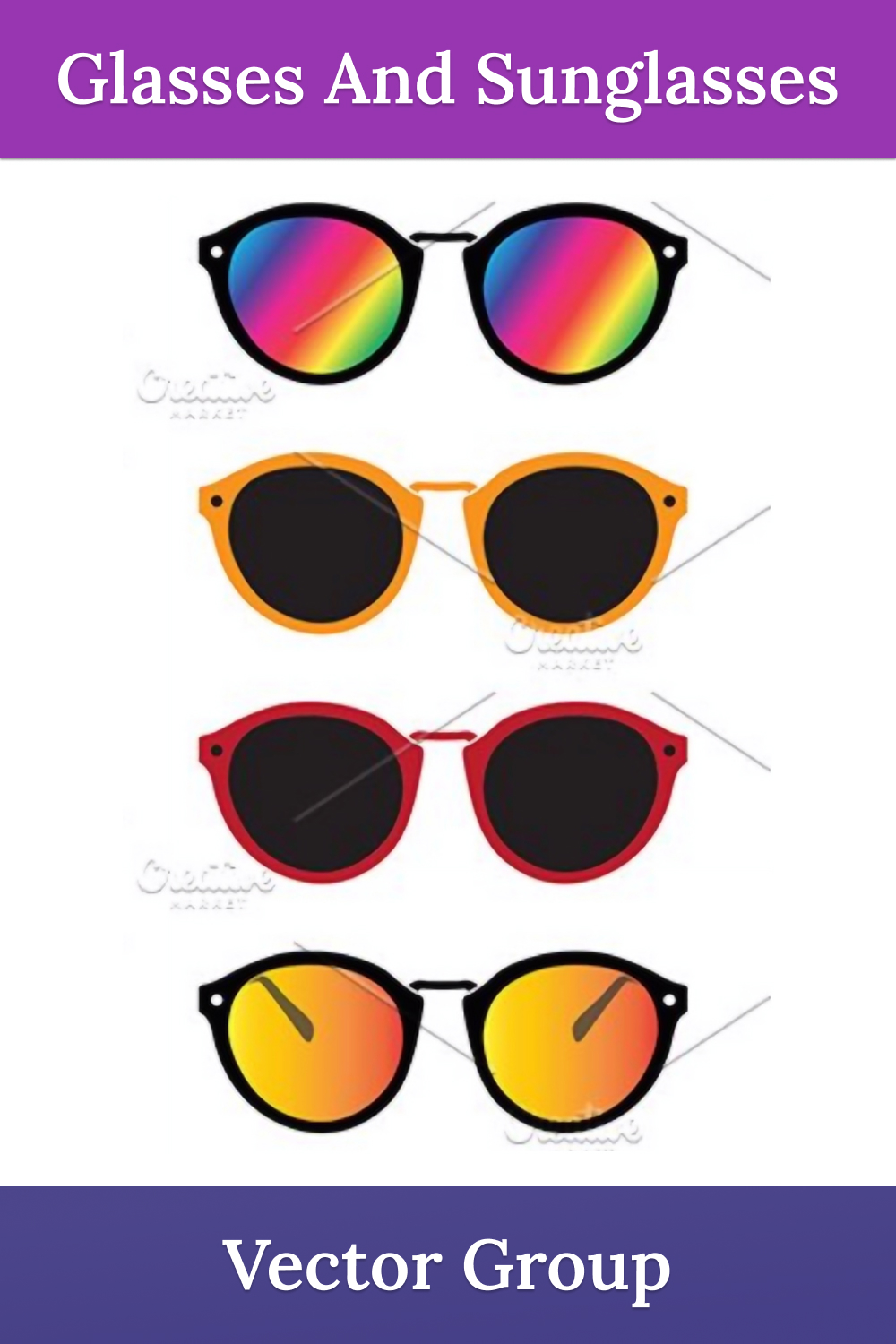 Illustrations group of an glasses and sunglasses of pinterest.