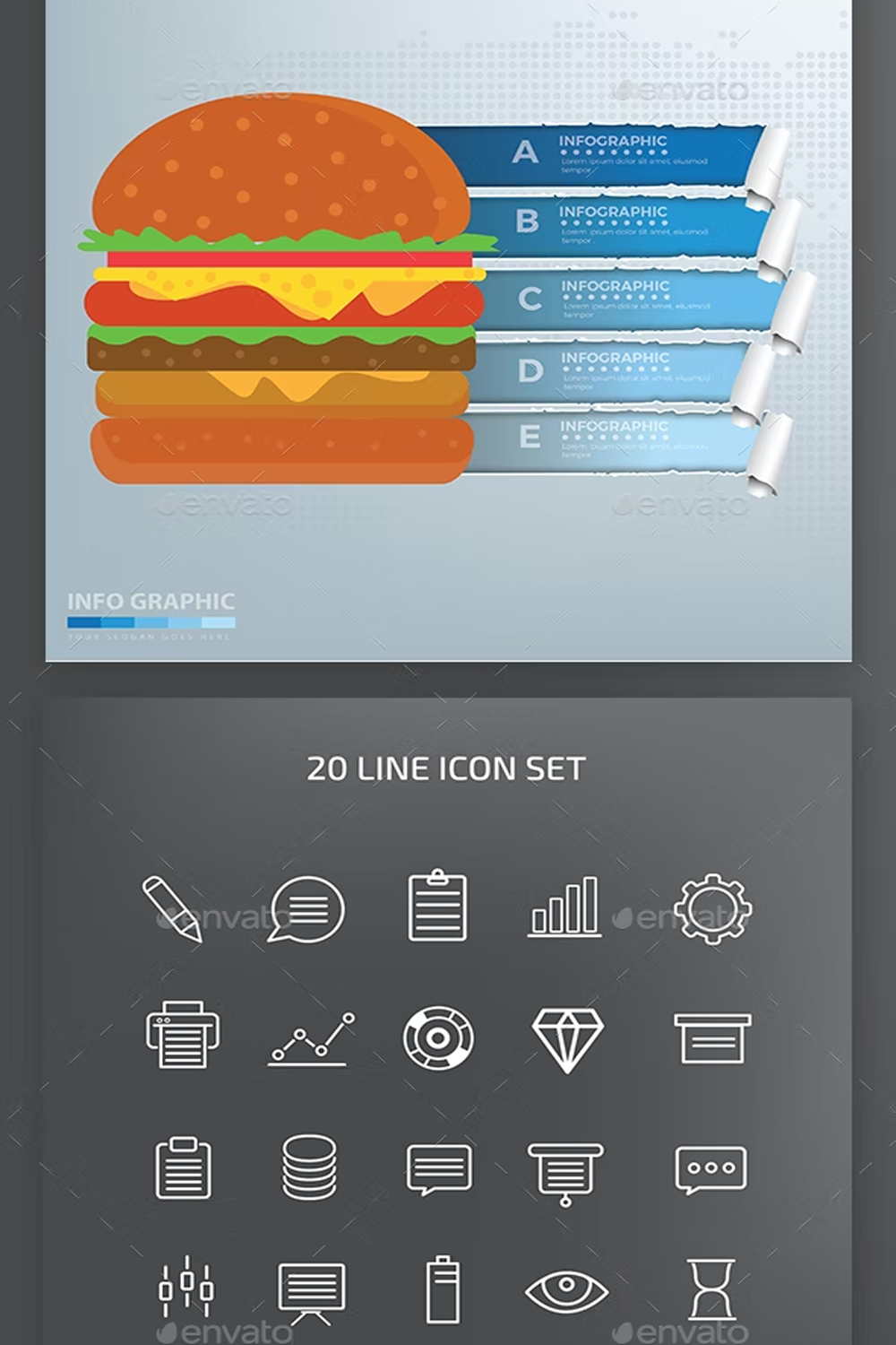 Illustrations hamburger infographics design of pinterest.