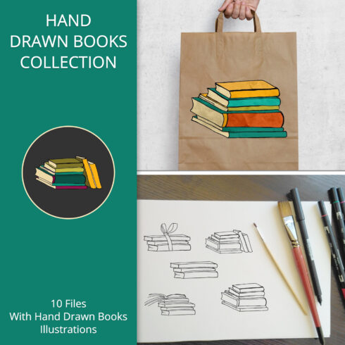 Images preview hand drawn books collection.