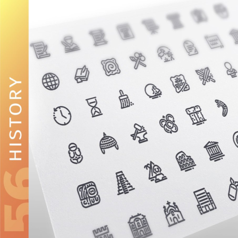 Images preview history line icons set.