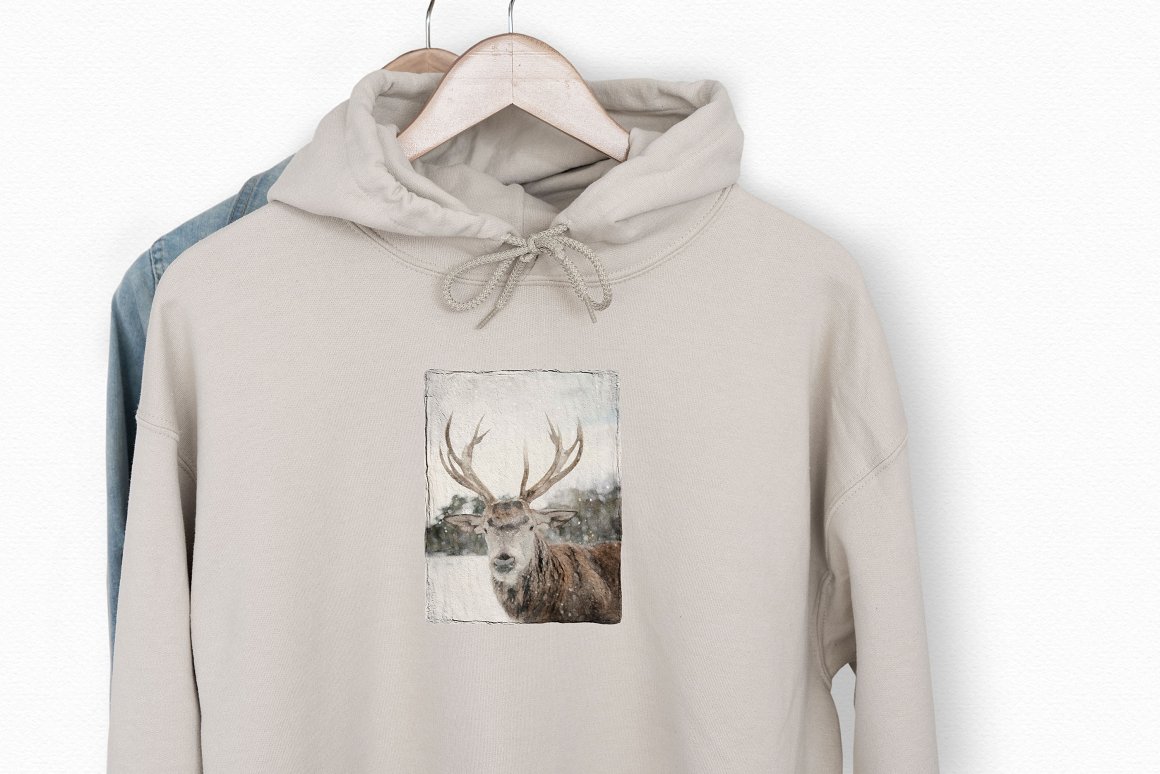 Print on hoodies on a hanger.