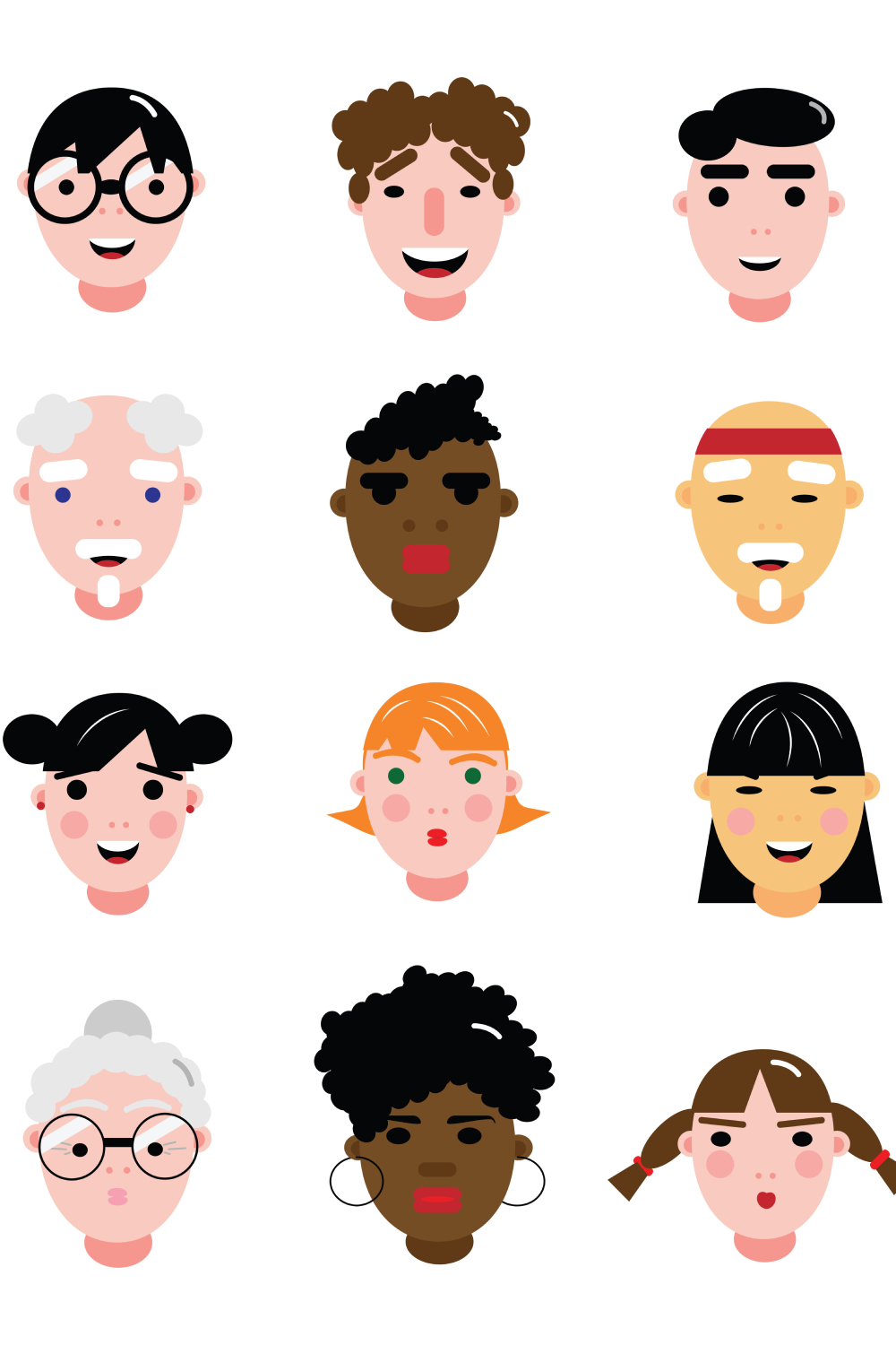 Human Faces Set Pinterest Cover.