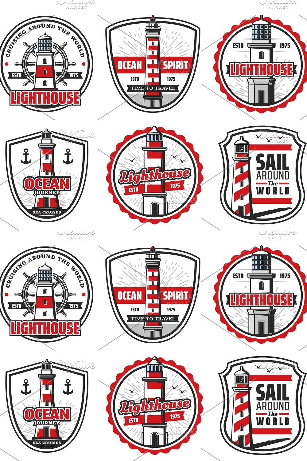 Illustrations icons of sea or ocean lighthouse of pinterest.