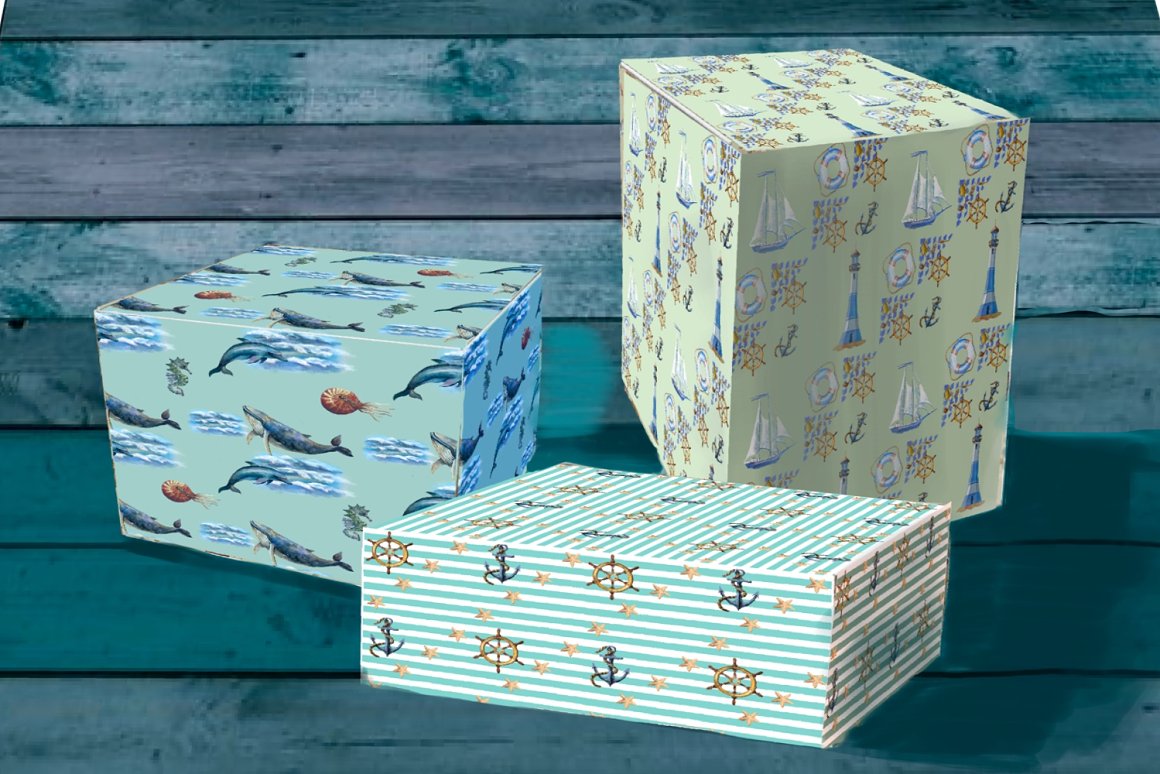Image of gifts on gift wrapping paper.