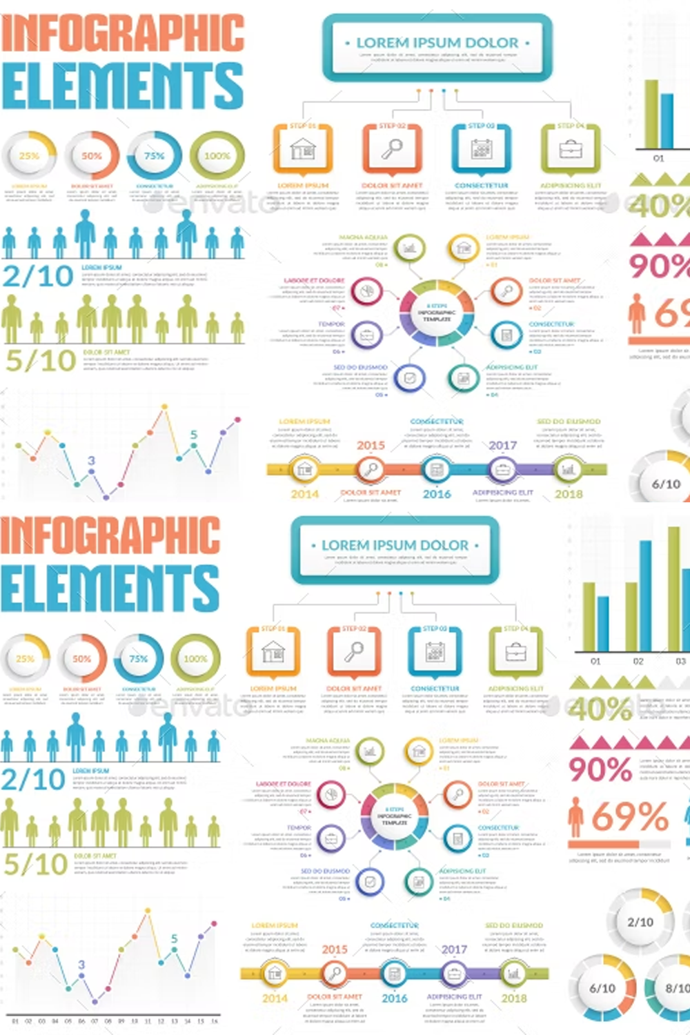 Illustrations infographic elements of pinterest.