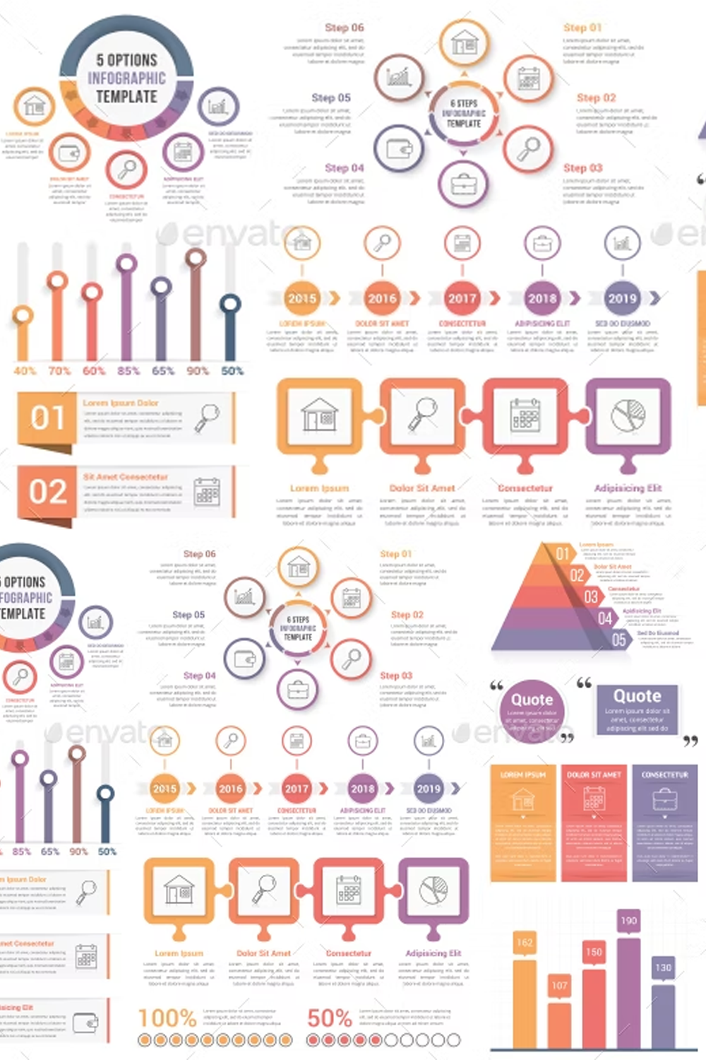 Illustrations infographic elements of pinterest.