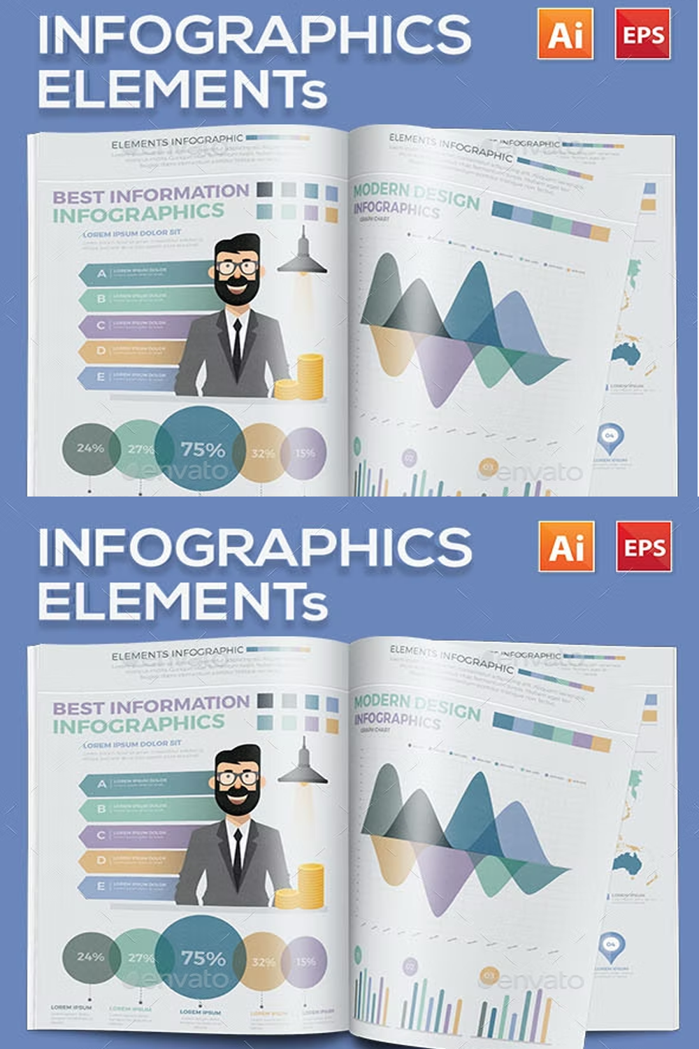 Illustrations infographic elements of pinterest.