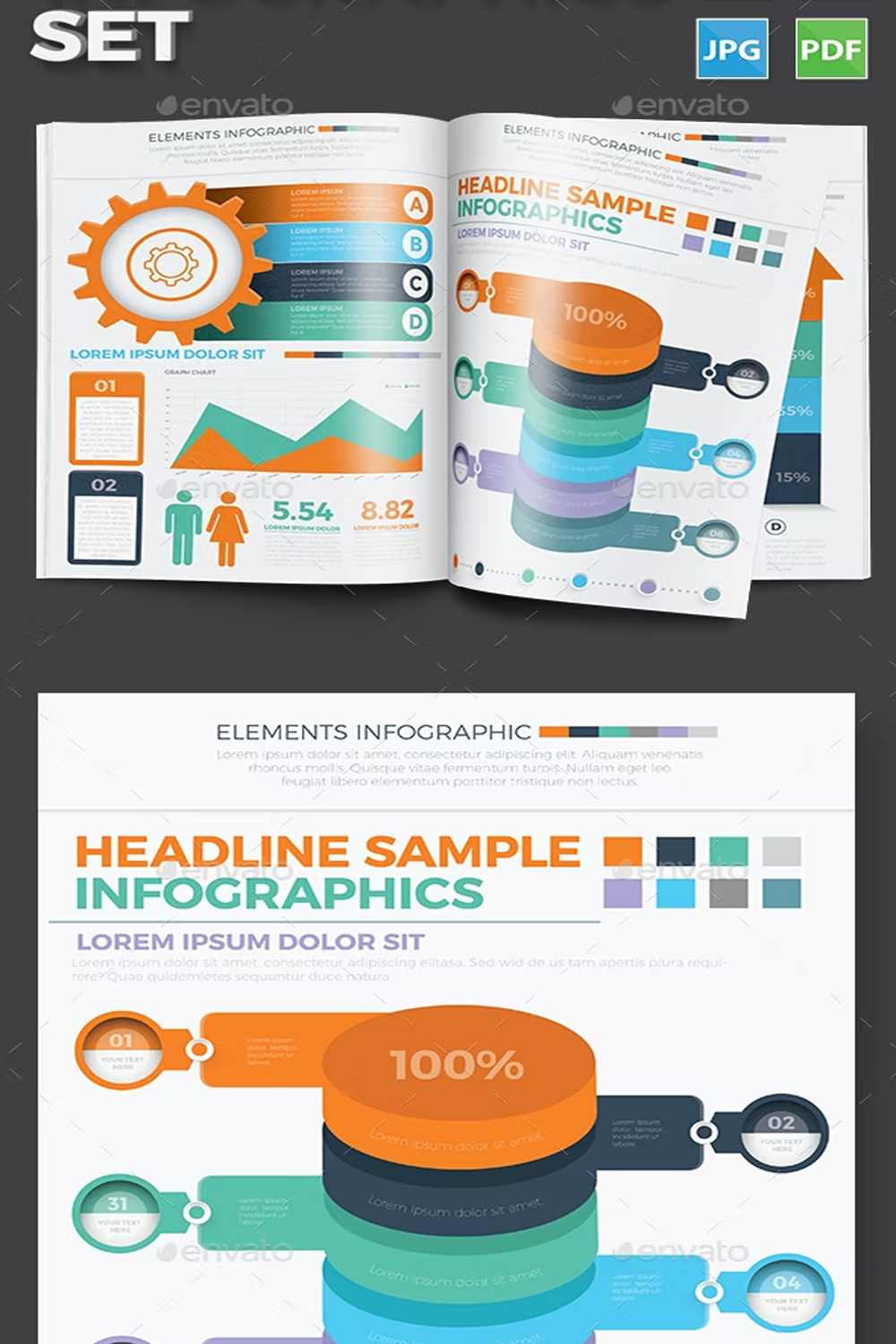 Illustrations infographic set of pinterest.