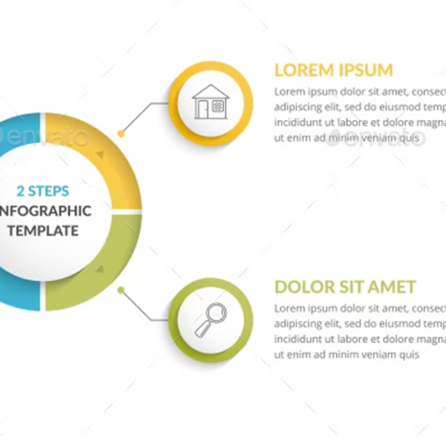 Images preview infographic template with 2 steps.