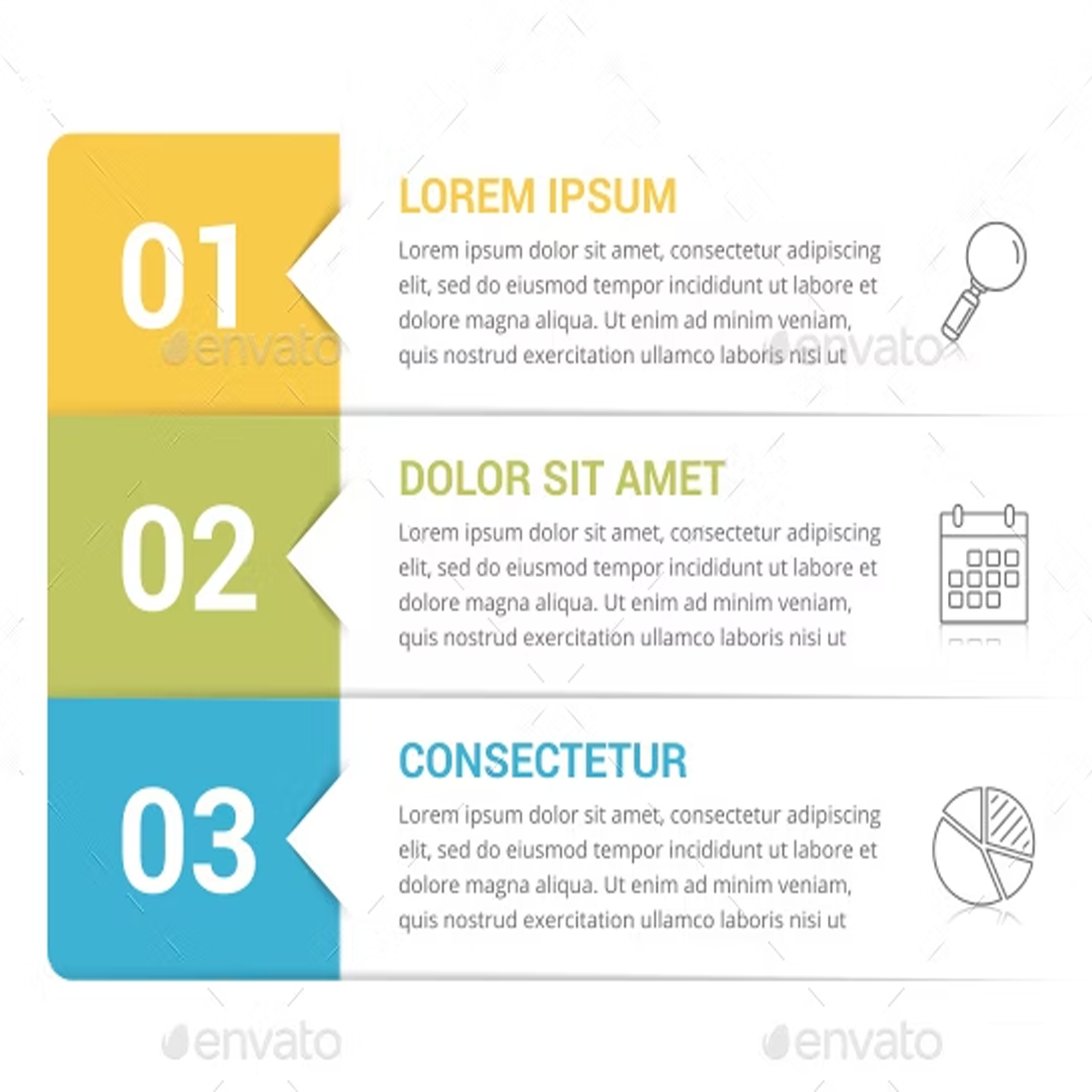 Images preview infographic template with 3 steps.