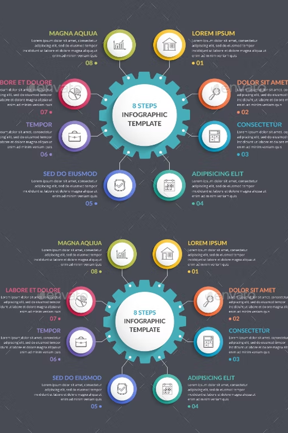 Illustrational infographic template with gear of pinterest.