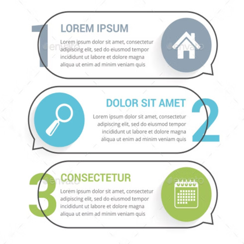 Images preview infographic template with three elements.