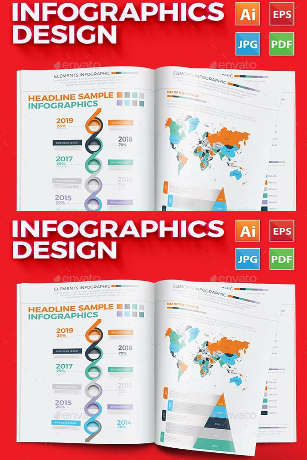 Illustrations infographics design of pinterest.