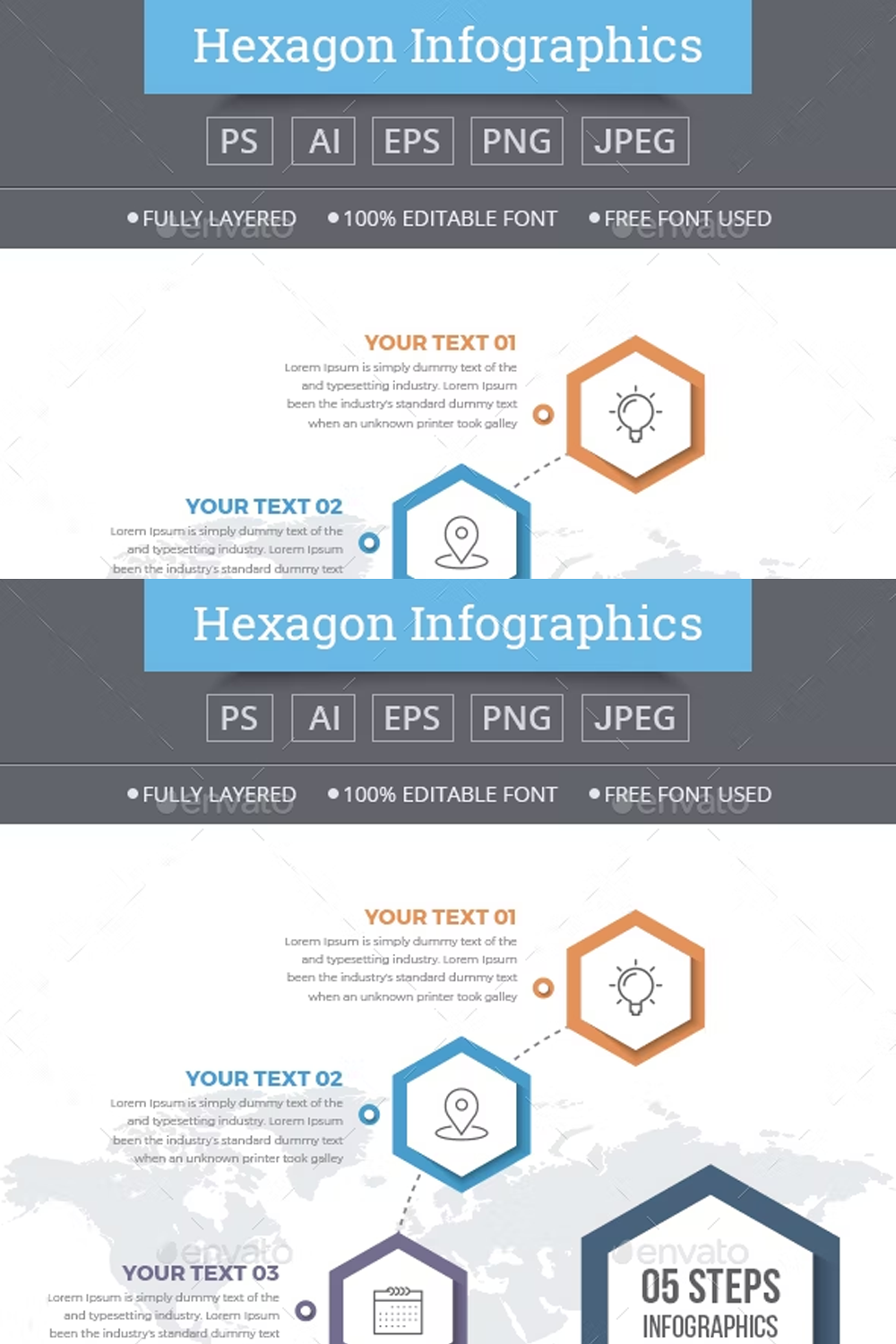 Illustrations infographics template with 05 steps of pinterest.