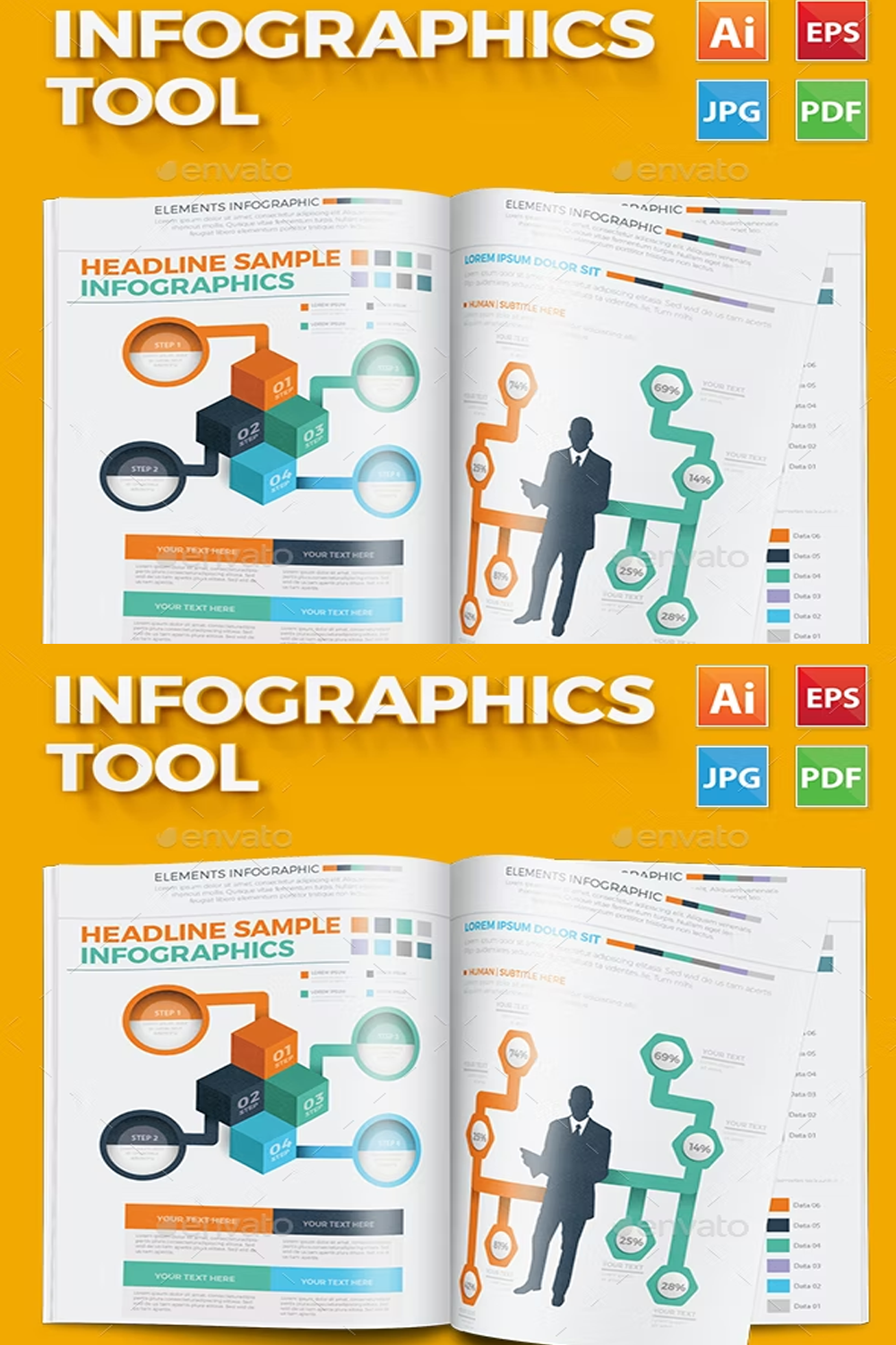 Illustrations infographics tool of pinterest.