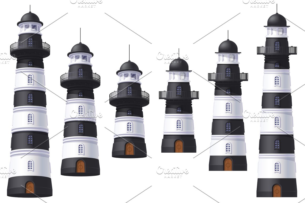 The black and white lighthouse is depicted.