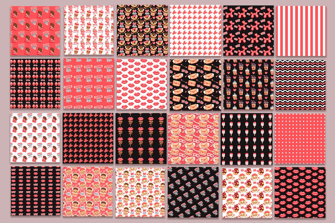 Various images of textures and patterns with sweets.