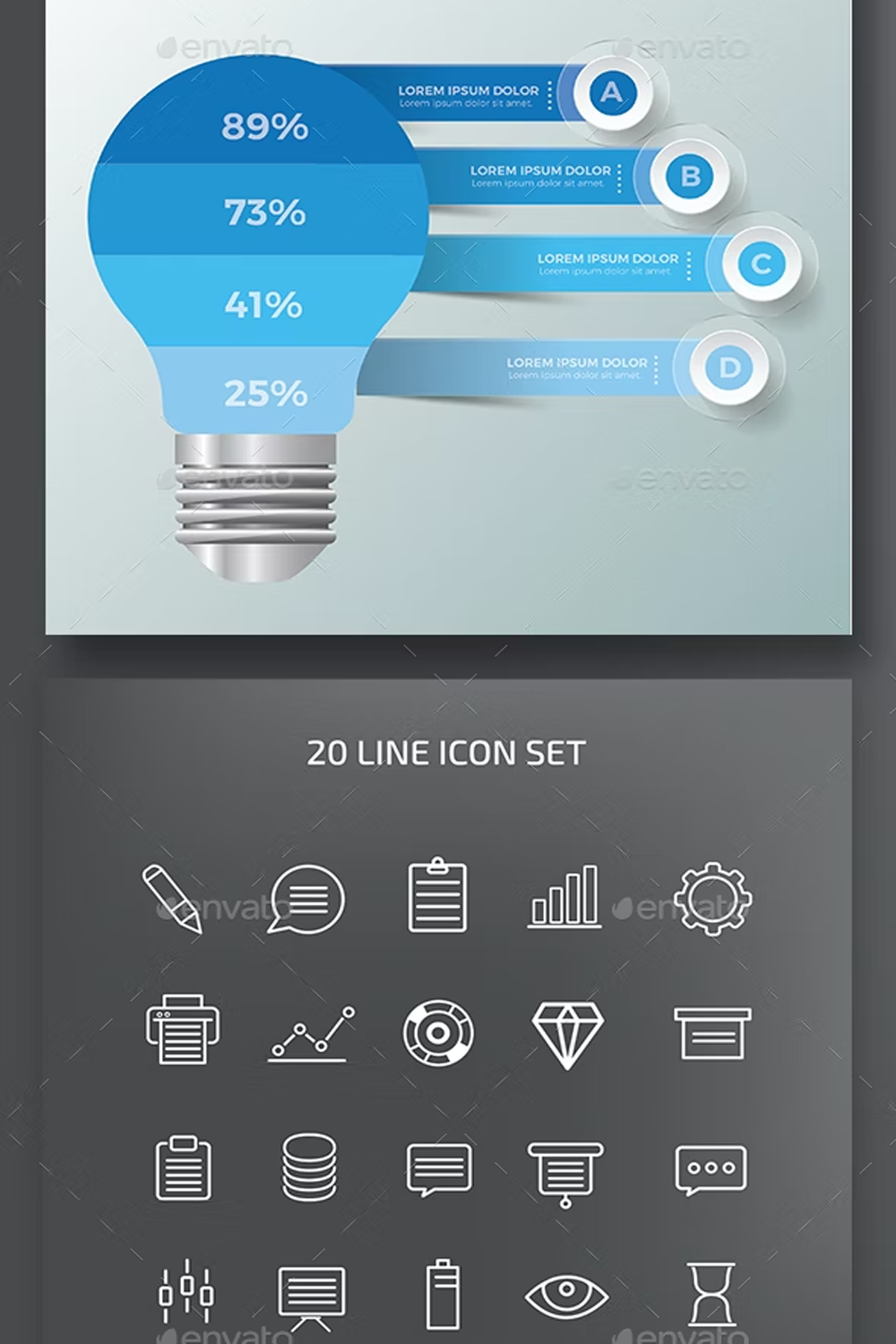 Illustrations light bulb infographic design of pinterest.