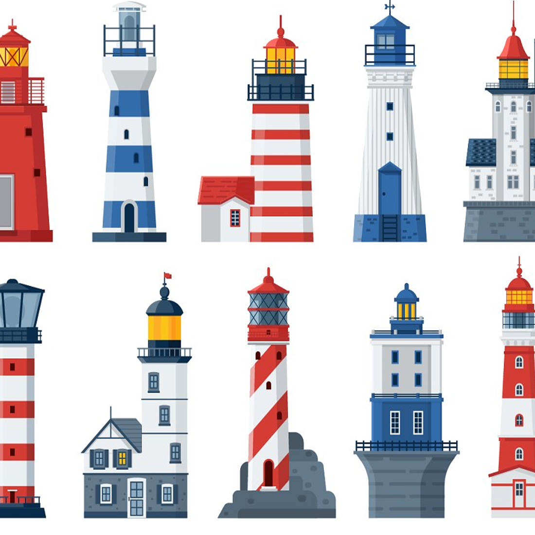 Images rpeview lighthouse icons and patterns.