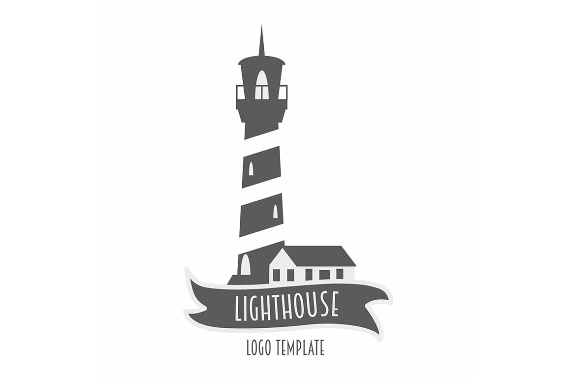Lighthouse logo or label design on white background.