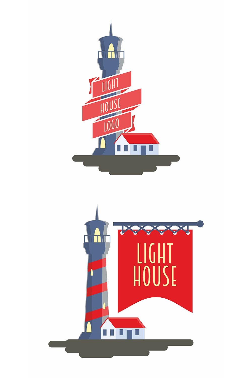 Illustrations lighthouse set of vector logos of pinterest.