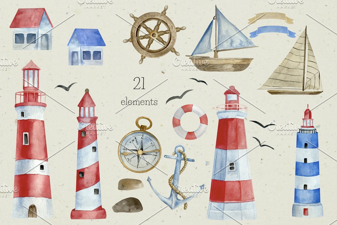 Images of pictures with a lighthouse and a boat.