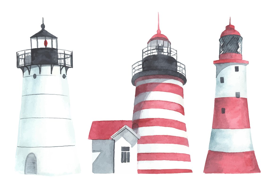 Red striped lighthouse.