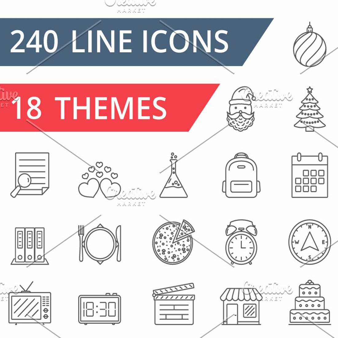 Images preview line icons collection.