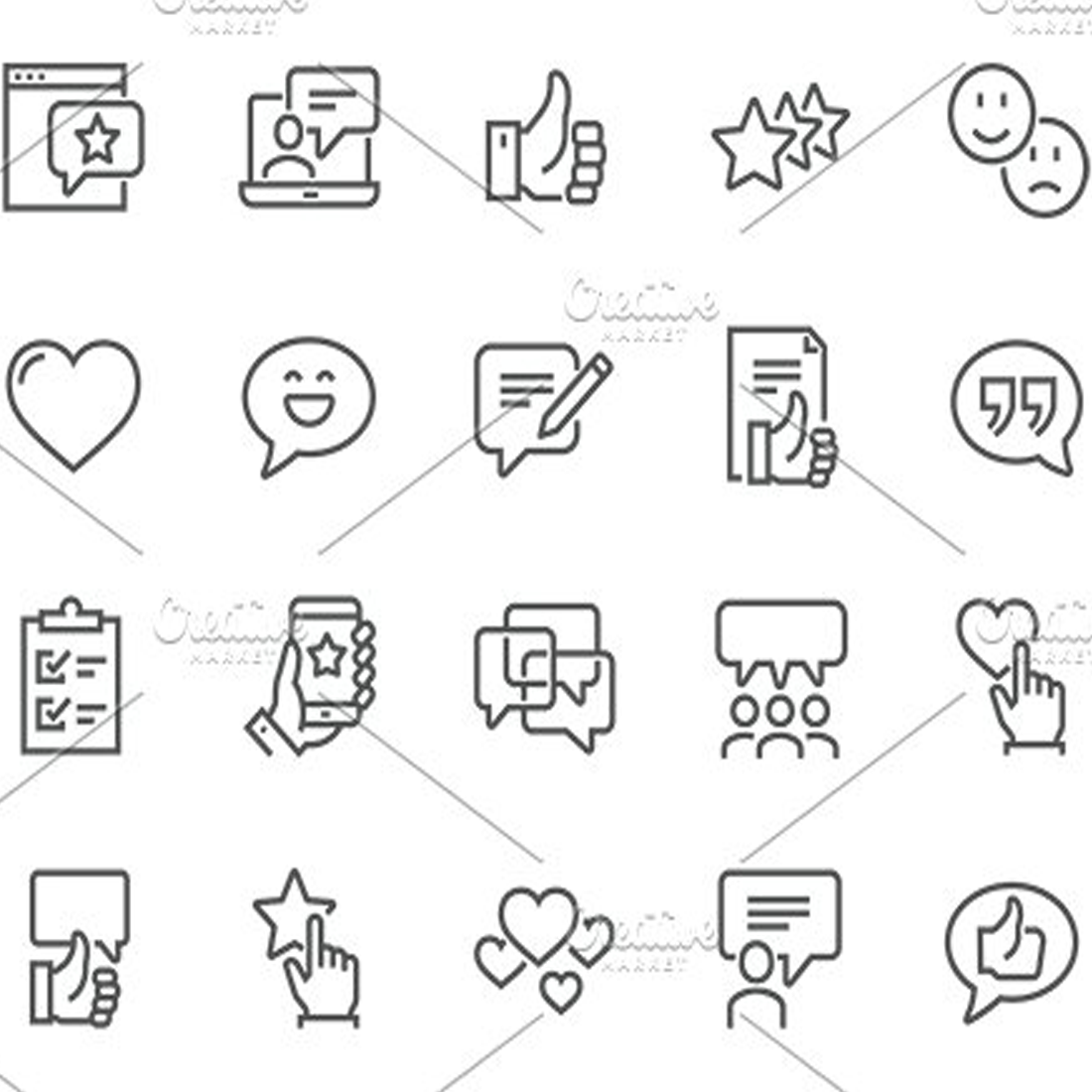 Images preview line testimonials icons.