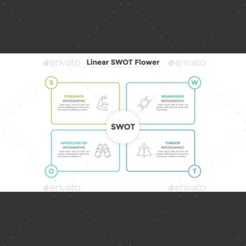 Images preview linear swot infographic template.