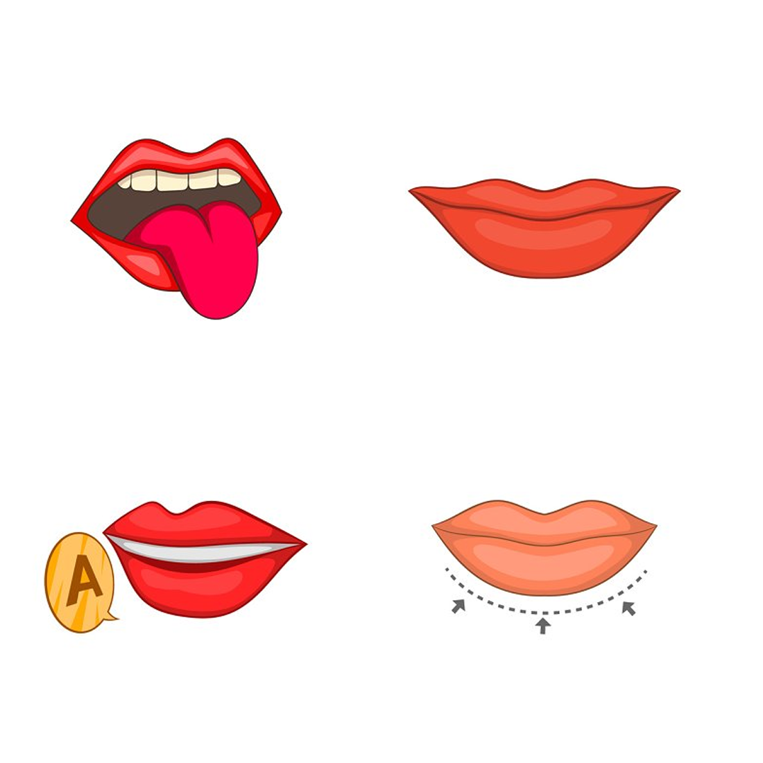 Images preview lips icon set cartoon style.